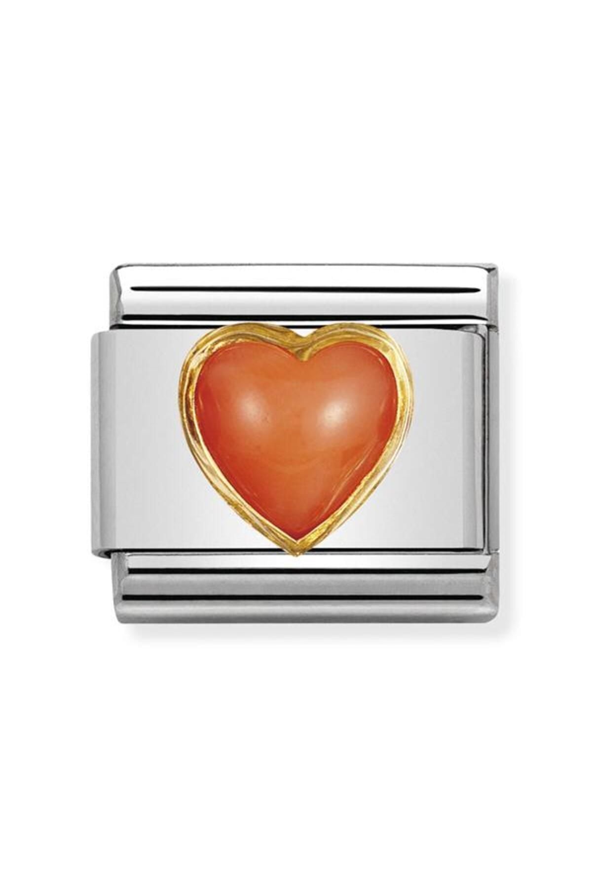Composable Classic Stones Hearts In Stainless Steel With 18k Gold (10_pınk Coral)