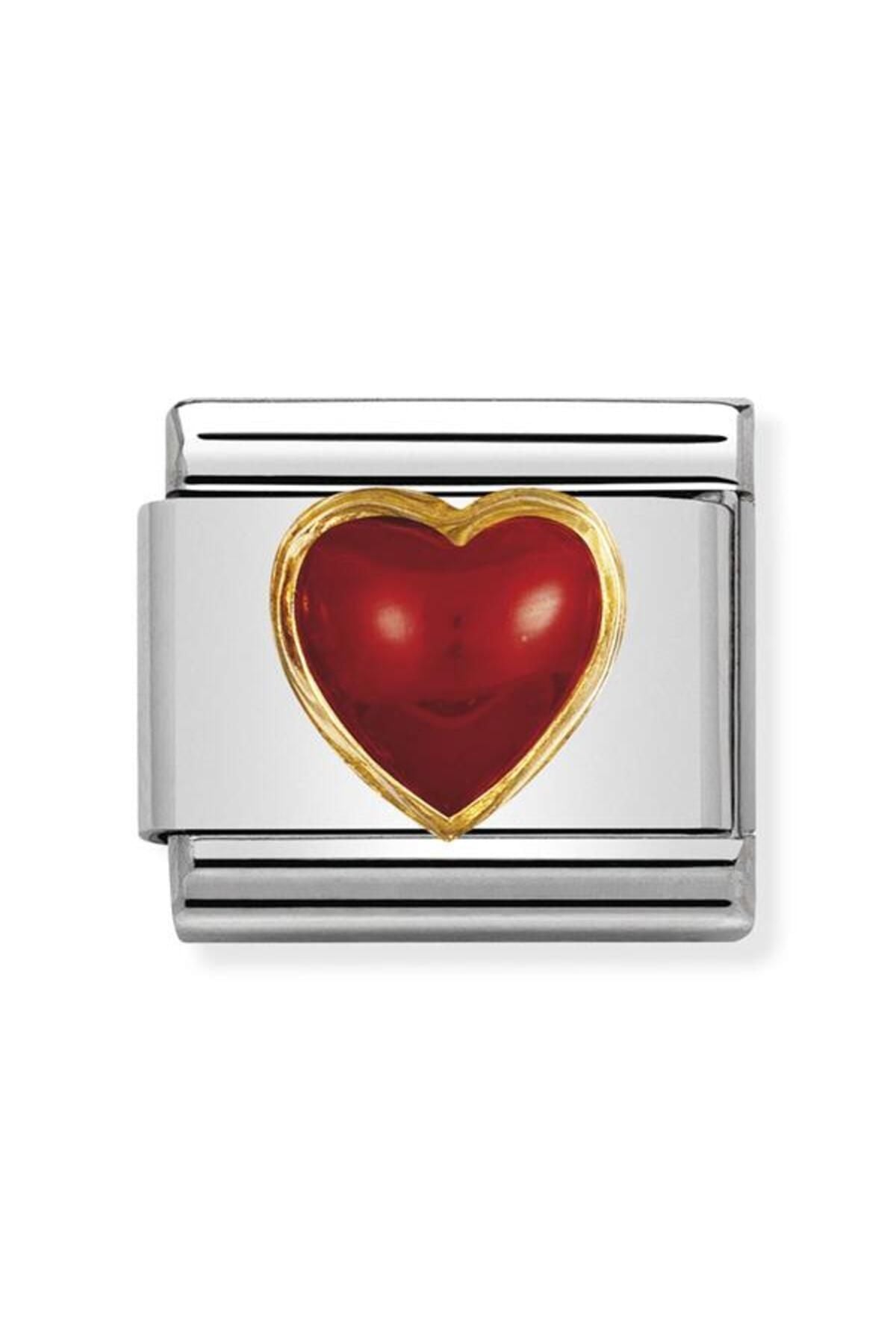 Composable Classic Stones Hearts In Stainless Steel With 18k Gold (11_red Coral)