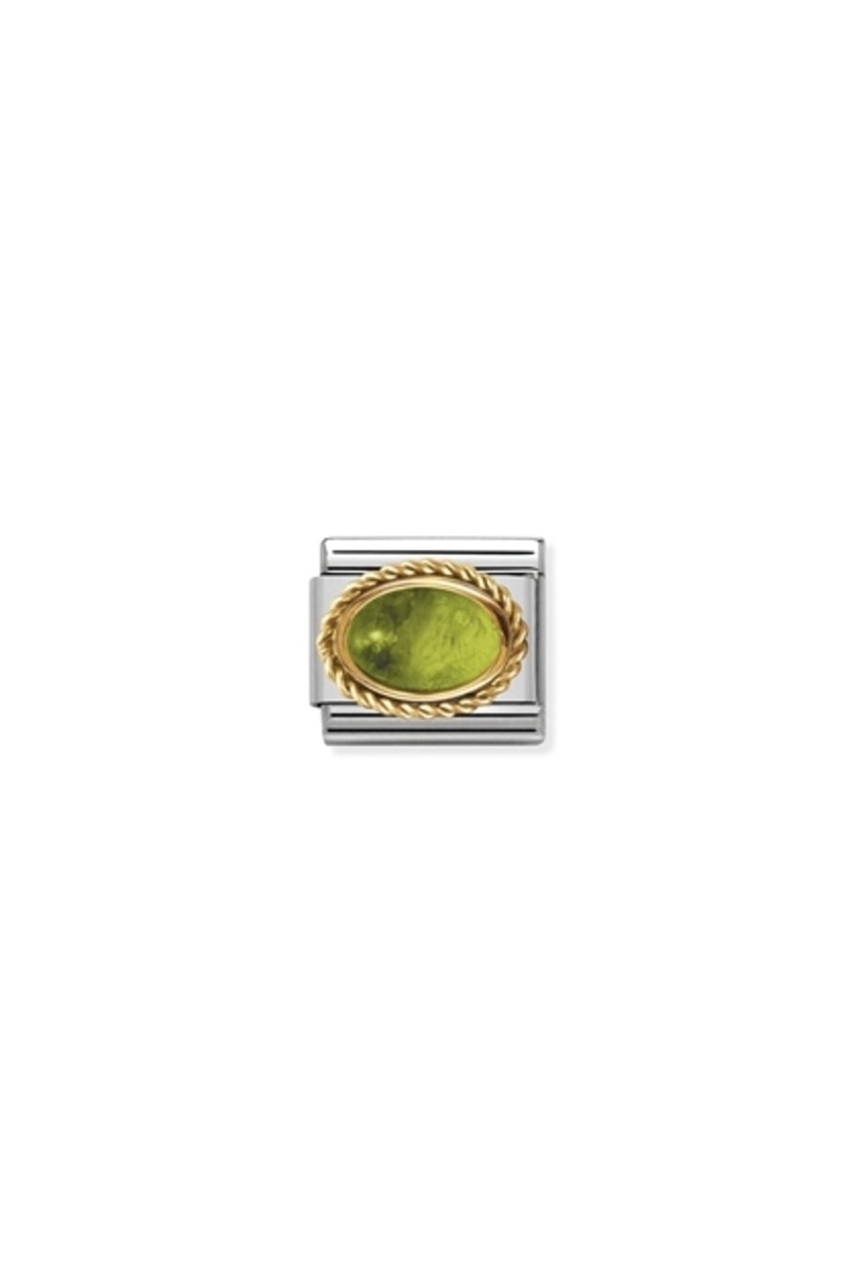 Composable Classic Stones In Stainless Steel With 18k Gold Setting And Detail (05_perıdot)