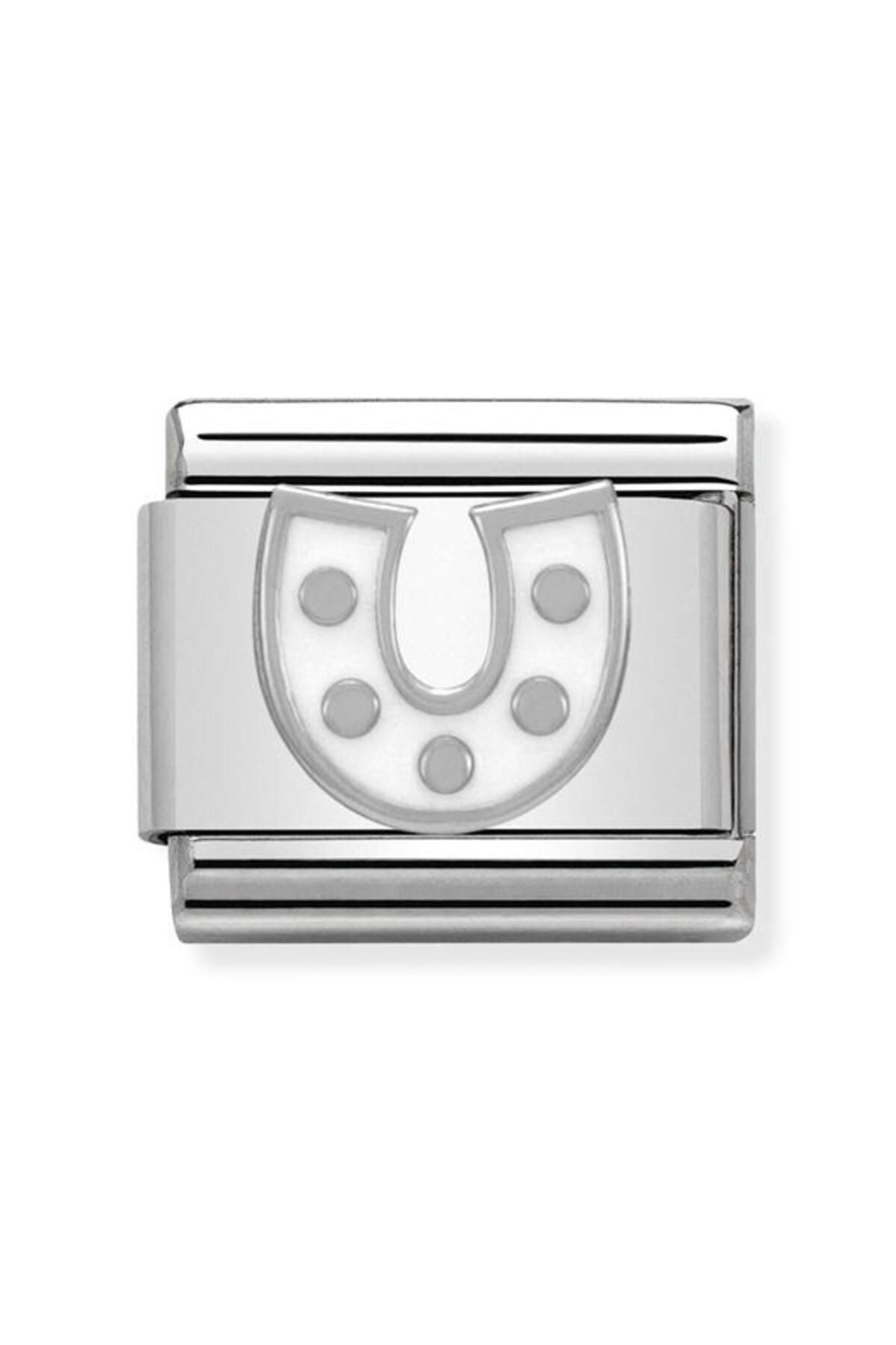Composable Classic Symbols In Stainless Steel , Enamel And Silver 925 (07_white Horseshoe)
