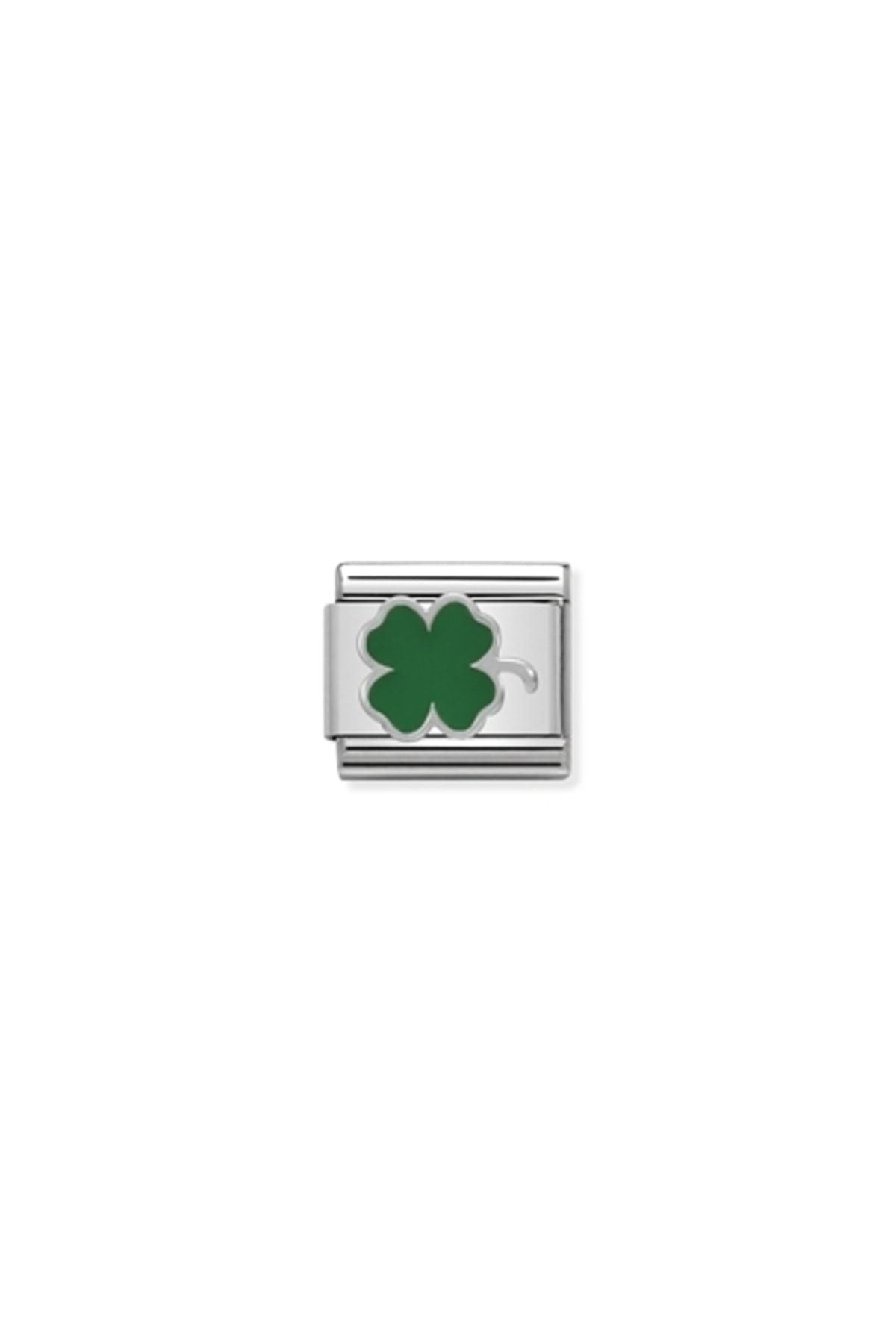 Composable Classic Symbols In Stainless Steel , Enamel And Silver 925 (12_green Clover)