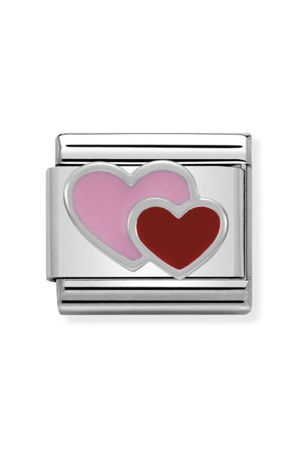 Composable Classic Symbols In Stainless Steel , Enamel And Silver 925 (16_pink And Red Double Heart)