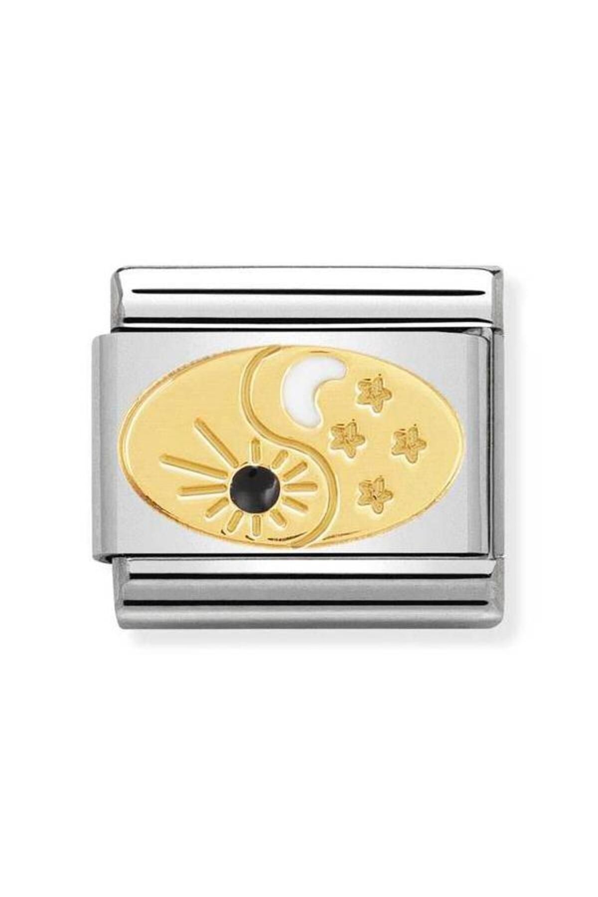 Composable Classic Symbols Steel, Enamel And 18k Gold (51_tao Sun And Moon)
