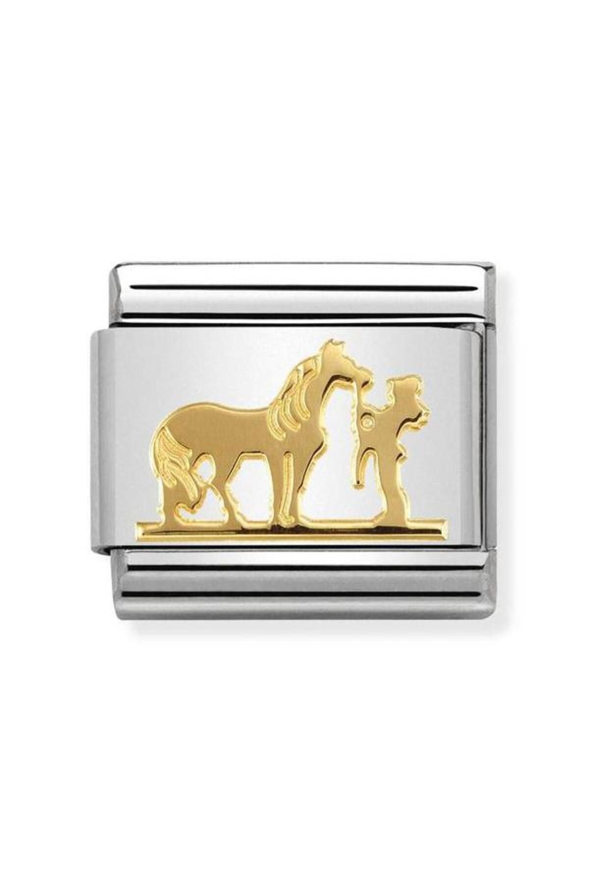 Composable Klasik Semboller Çelik Ve Rider Ile 18k Gold Horse