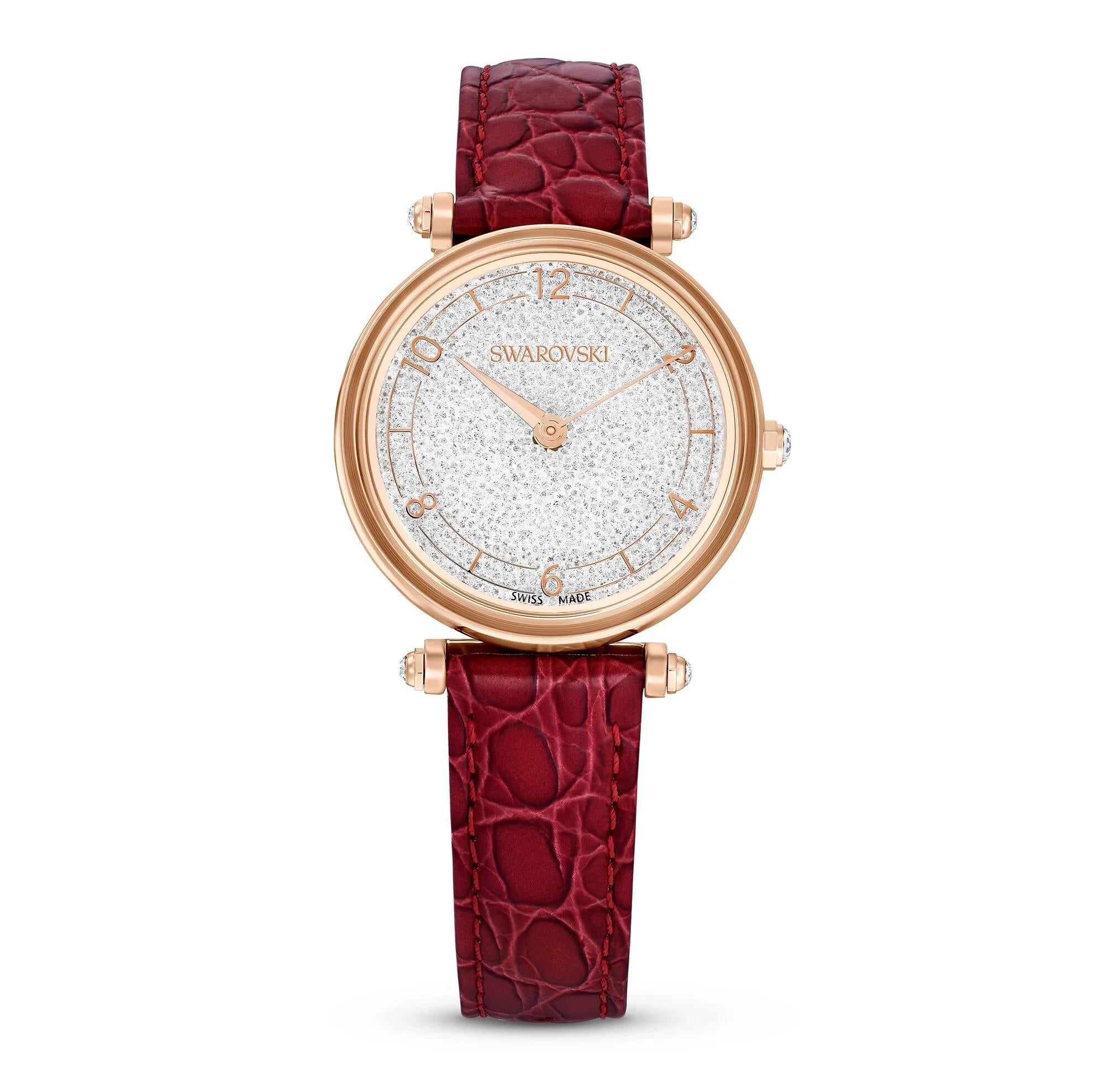 Crystalline Wonder Saat, Deri Kayiş, Kirmizi, Pembe Altin Rengi Kaplama - SWRK05656905