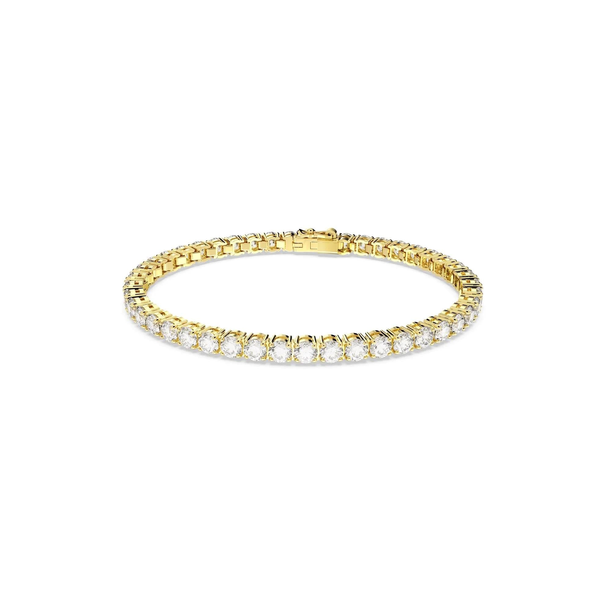 Matrix Tennis Bileklik, Round Cut, Beyaz, Sari Altin Rengi Kaplama, S - SWRK05657665