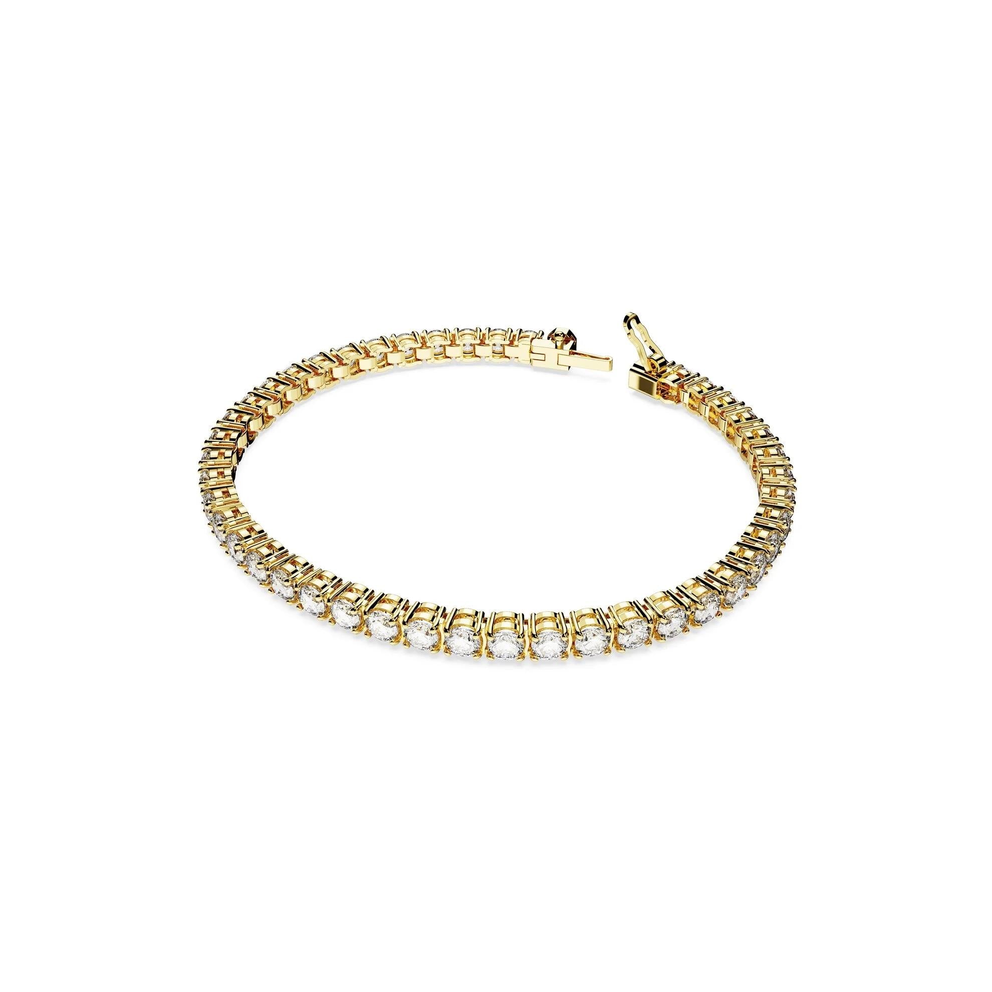 Matrix Tennis Bileklik, Round Cut, Beyaz, Sari Altin Rengi Kaplama, S - SWRK05657665