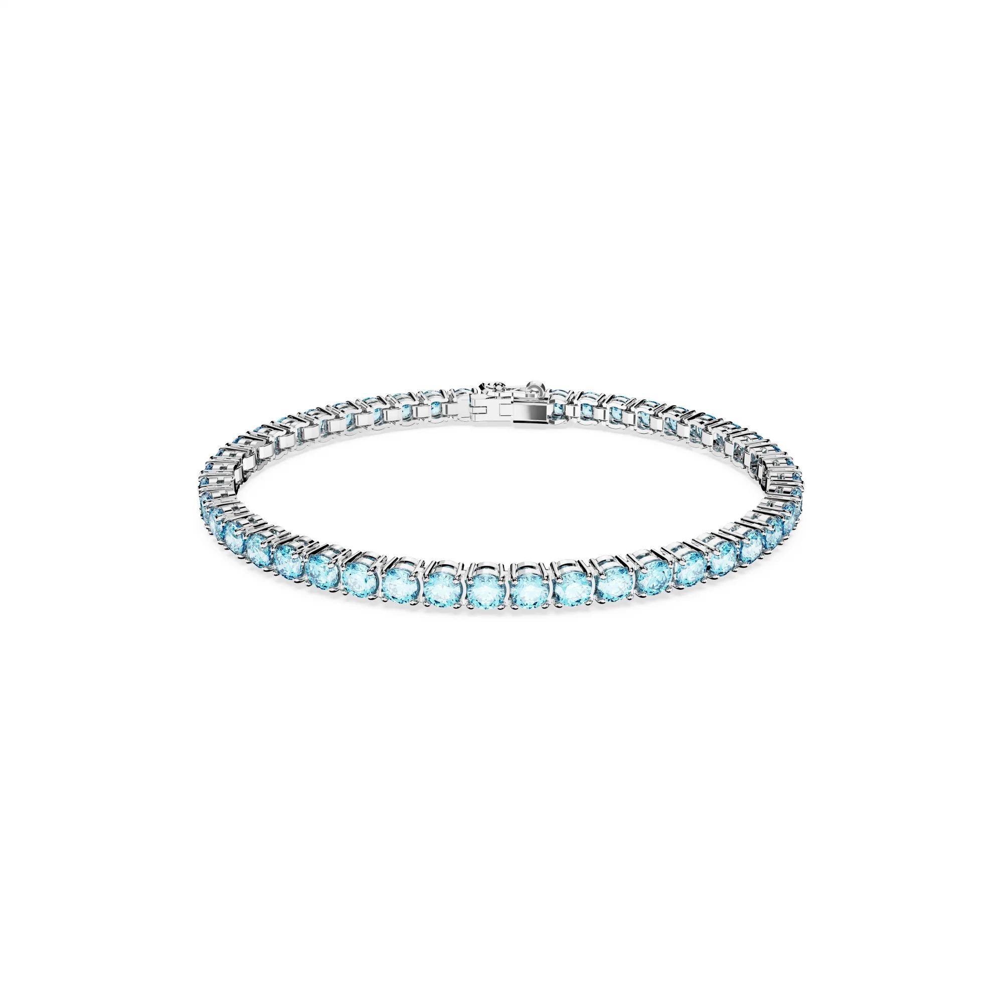 Matrix Tennis Bileklik, Round Cut, Mavi, Rodyum Kaplama, S - 5648927