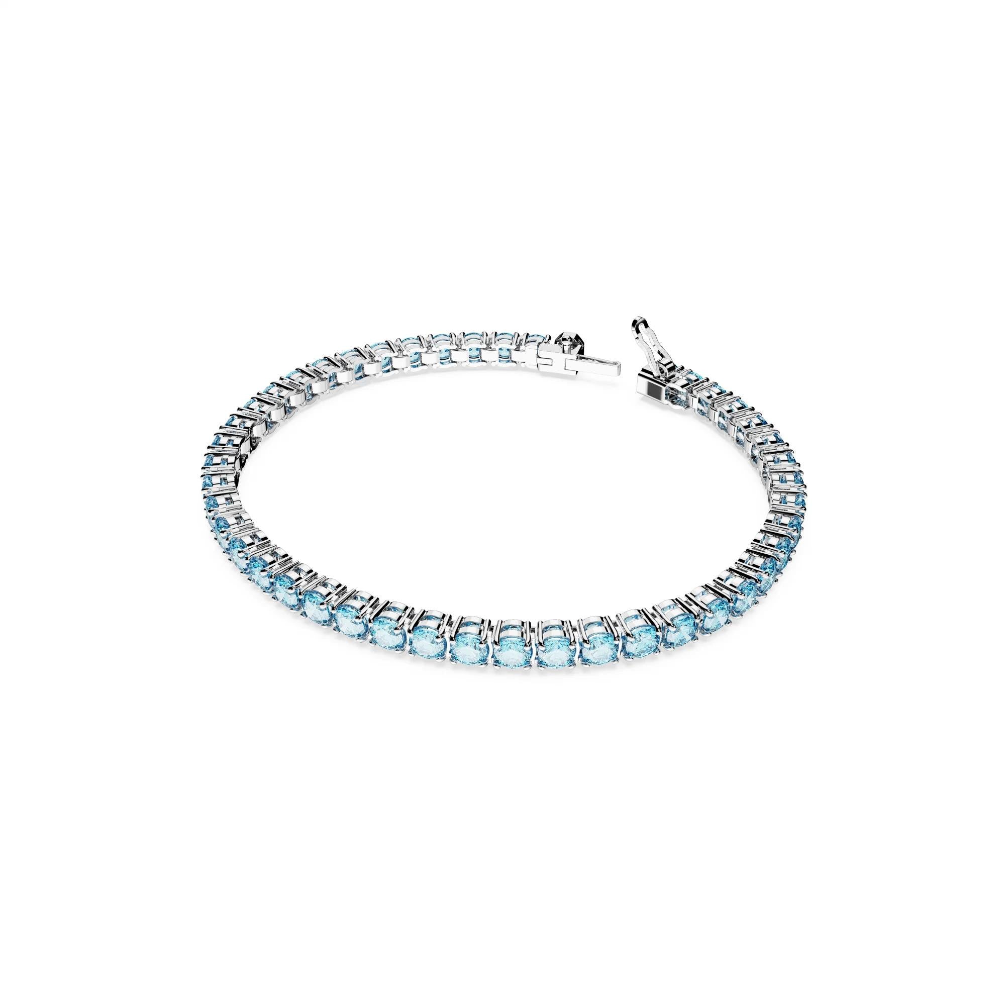 Matrix Tennis Bileklik, Round Cut, Mavi, Rodyum Kaplama, S - 5648927