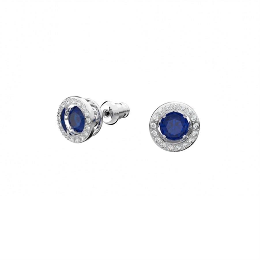 Sparkling Dance Dial Up Stud Pierced Earrings, White, Rhodium Plated SWRK05573693