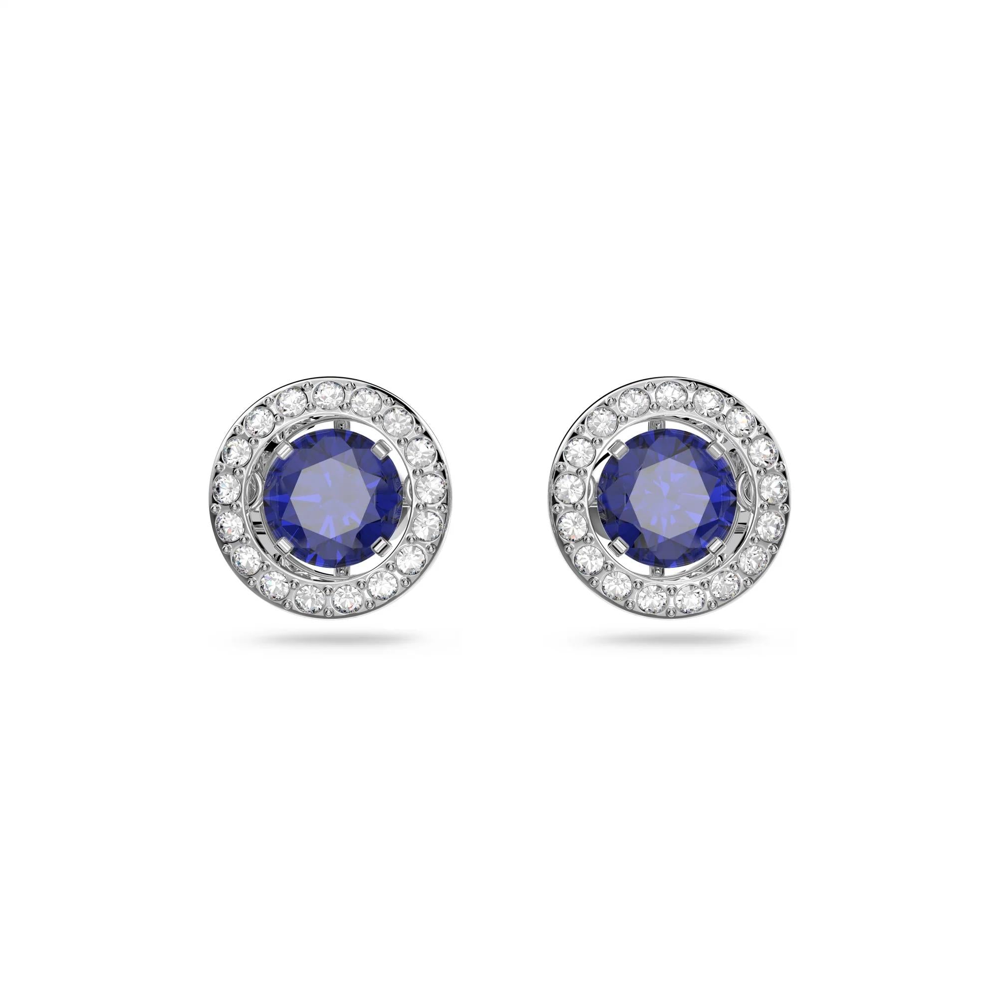 Sparkling Dance Dial Up Stud Pierced Earrings, White, Rhodium Plated SWRK05573693