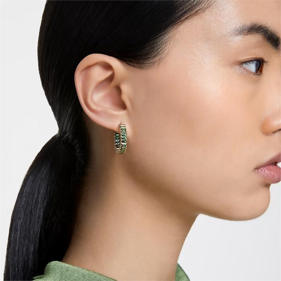 Swarovski Küpe Matrix:Pe Hoop Baguette Earrings Green Gre/Gos 5658651