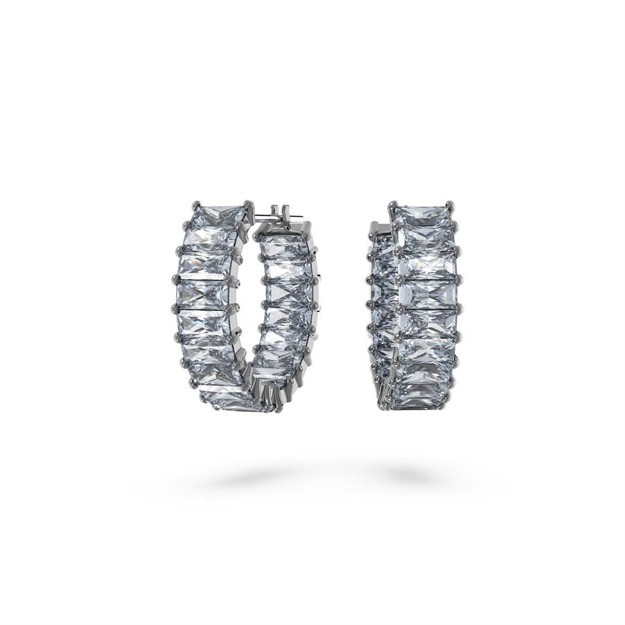Swarovski Küpe Matrix:Pe Mn Hoop Baguette Earrings Ocean Grey Gry/Rus 5658650