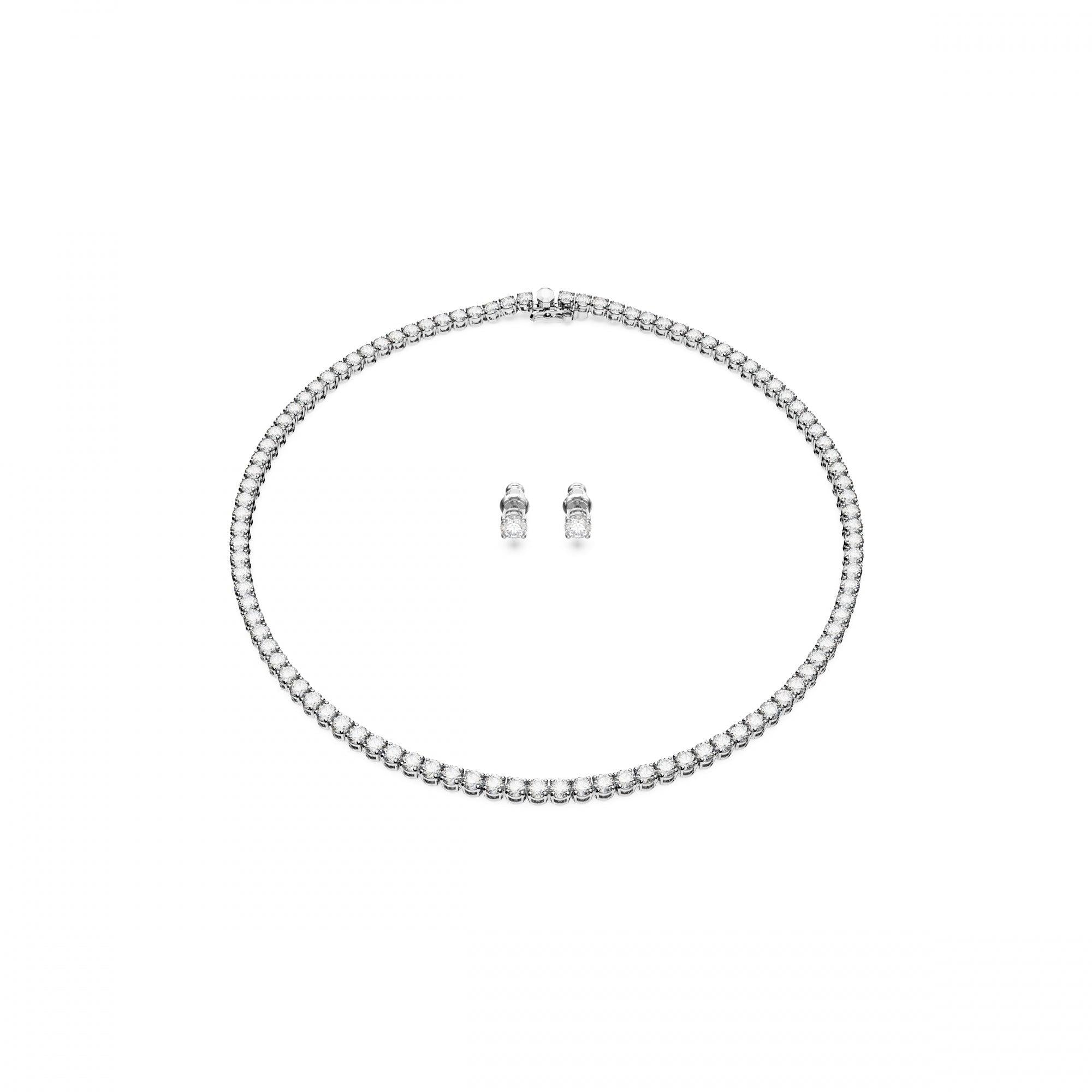 Swarovski Matrix Tennis Set, Round Cut, Beyaz, Rodyum Kaplama - 5647730