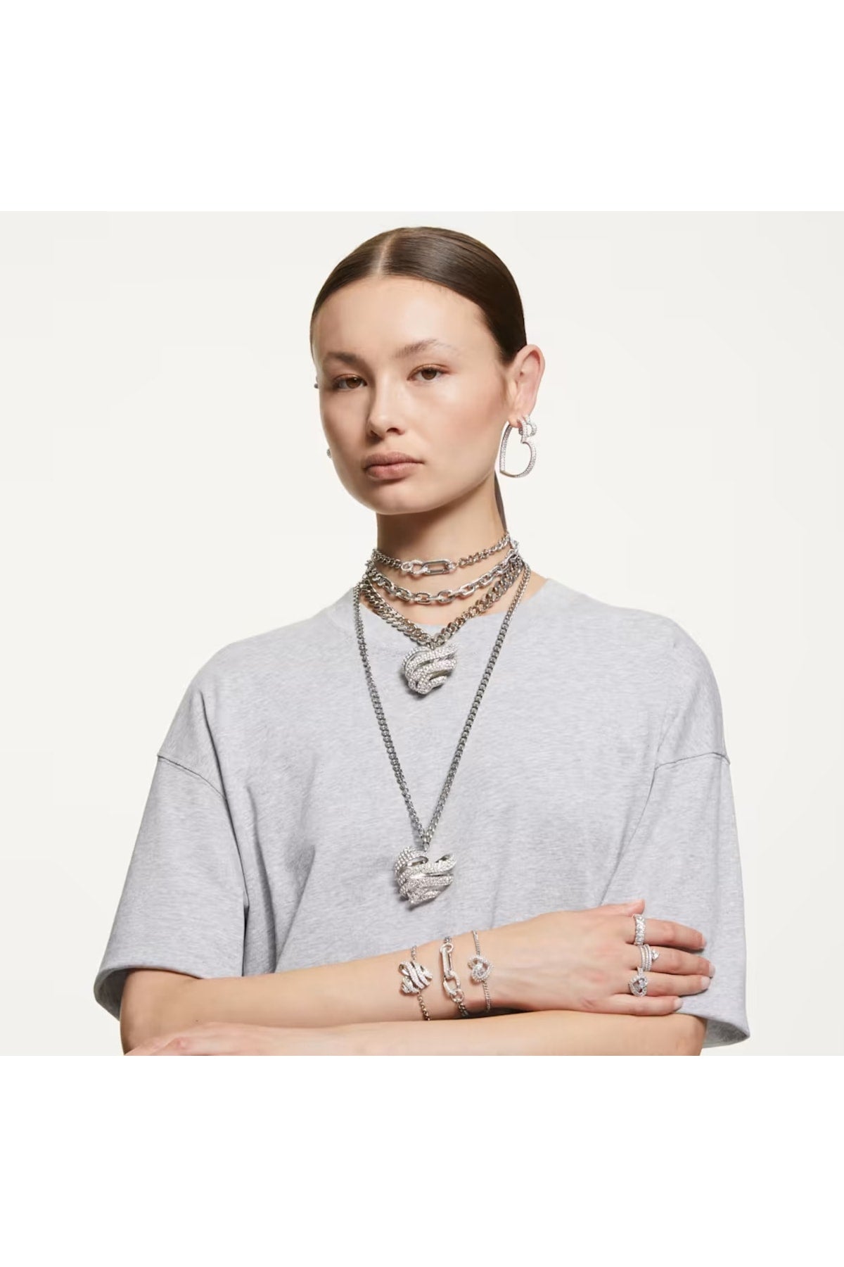 Swarovski Yüzük Matrix:Ring Hrt Woven Whi/Rhs 50 5648290